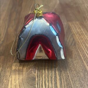 Red and Silver Glass Tent Ornament